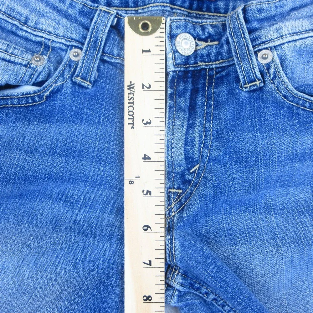 Levi's 518 Superlow Shorts Womens Size 3 Blue Denim Raw Hem Casual Low Rise